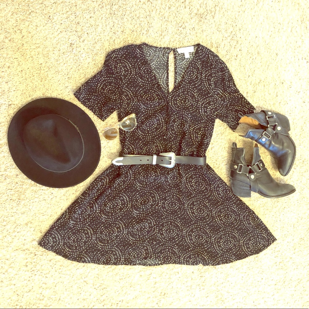 Staring at the Stars V-Neck Trapeze Dress
